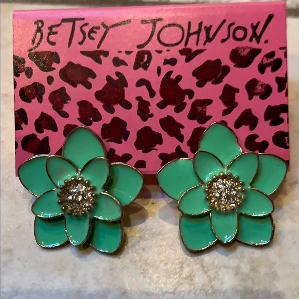 Betsey Johnson floral mint green earrings